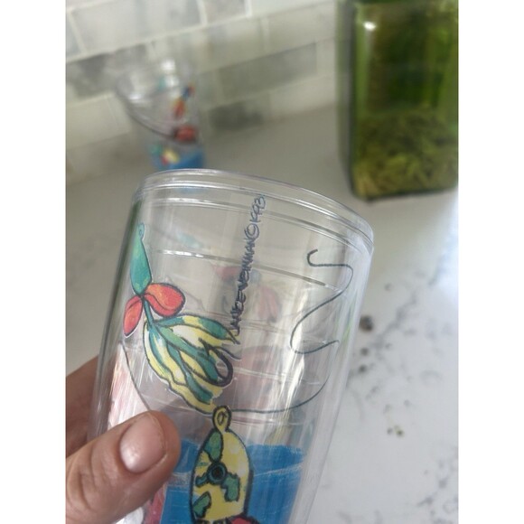 Set Of 2 Vintage 1993 Tumbler Fishing Cups Janice Veinman Artist - Picture 3 of 4